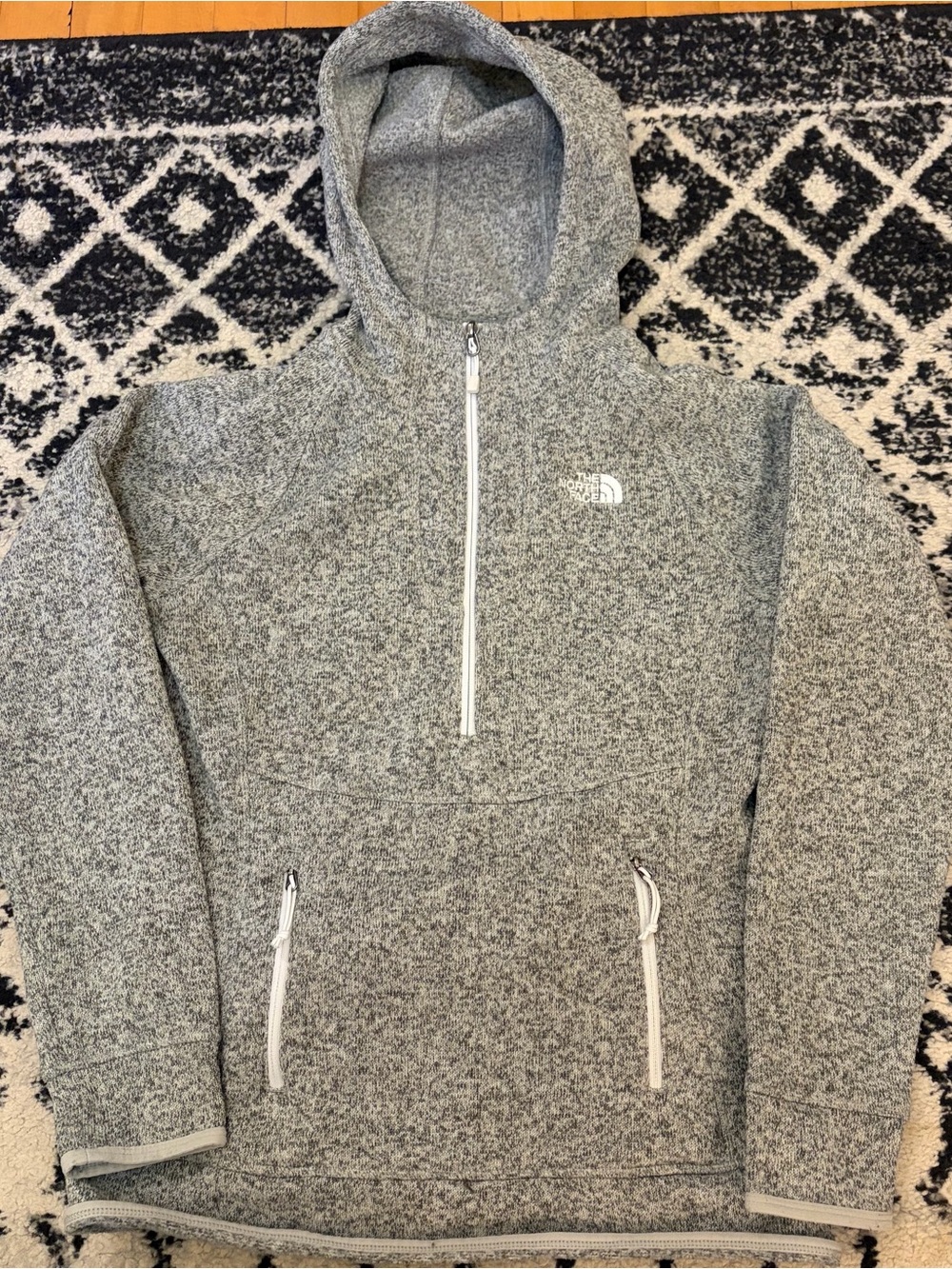 The North Face Women's 1/4 Zip Crescent Fleece Jacket S Heather Grey Hoodie Fall